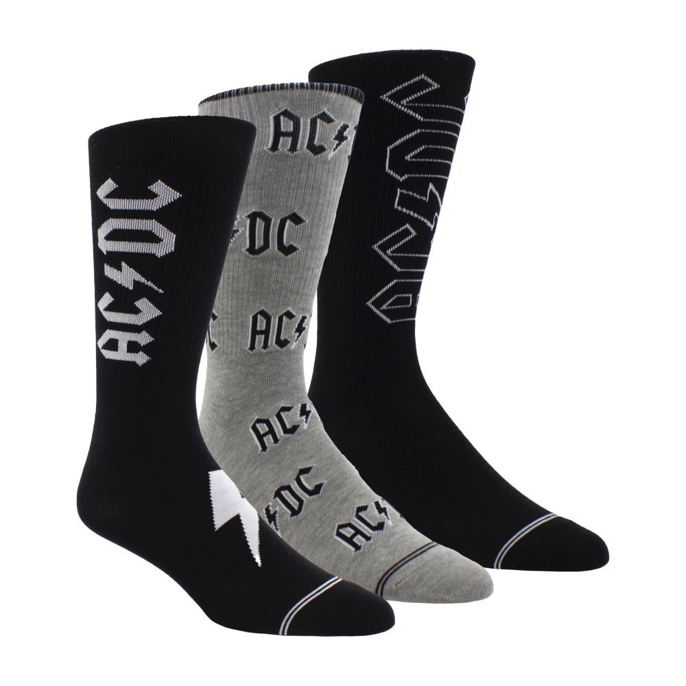 AC/DC - Volume 3Pk Crew Chaussettes - Noir/Gris